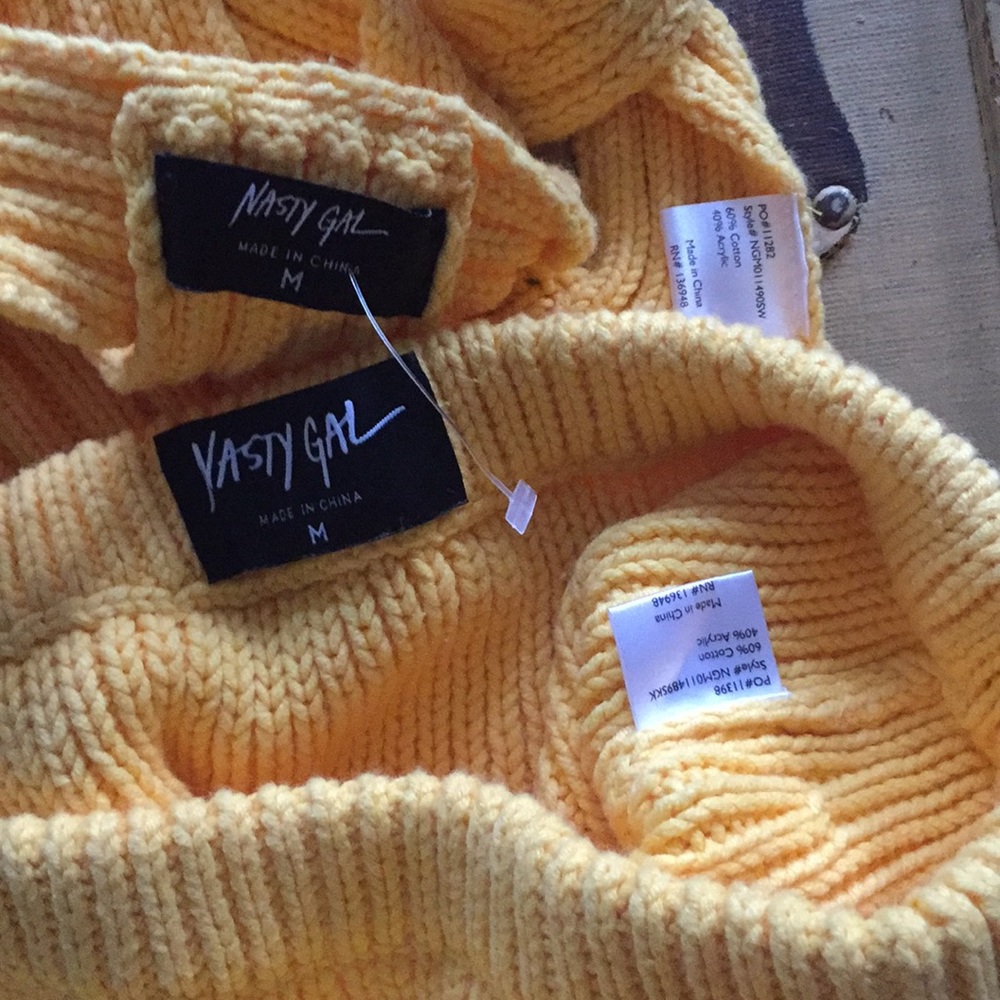 NASTY GAL STRETCH YELLOW 2PC CROP SKIRT SET M - Picture 7 of 13